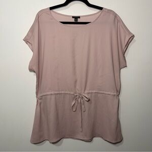 Ann Taylor women’s Mauve Tie-Waist Blouse Short Sleeve oversized Flowy Top in M